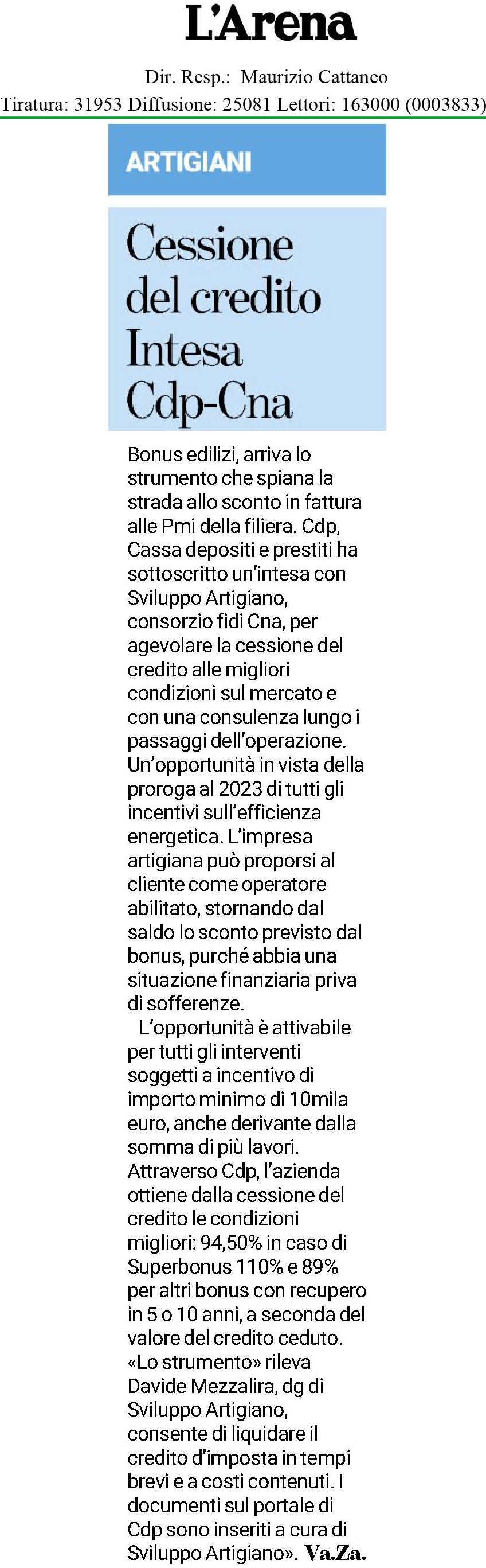 cessione del credito intesa cdp-cna